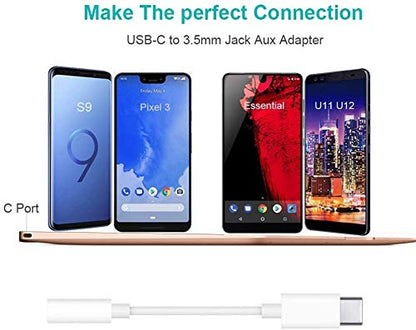 2 Pack USB C to Headphone Jack Adapter Dongle Suitable for iPhone & Android | Type C Audio Aux Cable Compatible with iPhone 17/16/15/ Plus,Pro,Pro Max/iPad/MacBook/Pixel, Samsung & Android phones