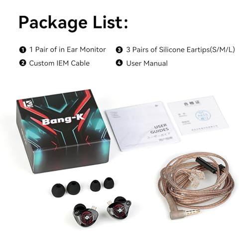 2026 Latest erabuds,KBEAR BK1 Wired Gaming Earbuds,10mm Single DD in Ear Monitor,HiFi Headset Wired Earbuds IEM Earphones with Detachable Cable for Gaming/Music/Video (Black, 3.5 with mic) - color: B