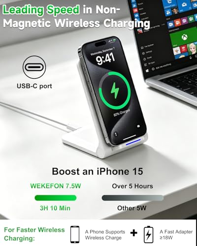 Wireless Charger Stand, Foldable, 15W Fast Wireless Charging Station Compatible with iPhone 17 16 15 14 13 12 Pro Max, Phone Charger Dock for Samsung Galaxy S26 S26+ S25 S24 S23 S22 Note 20 & Android - color: White
