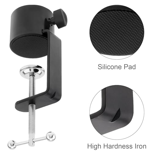 Microphone Stand Table Clamp for Microphone Suspension Boom Scissor Arm Stand Holer, 1/2" Thread Hole Cantilever Bracket Clamp Desk Lamp Clip Fittings Base DIY for Radio Studio Podcast (1)