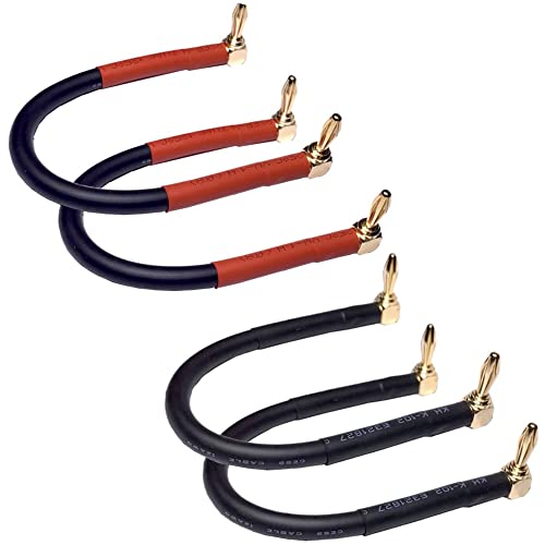 CNCESS CESS-138-6i Right Angle Banana Plug Jumper Cable, Speaker Jumpers, (90 to 90, 6-INCH) - style: 90 to 90, 6-INCH