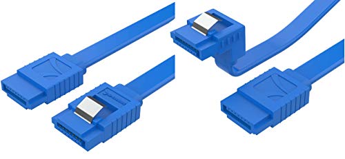 SABRENT SATA III (6 Gbit/s) Straight Data Cable with Locking Latch for HDD/SSD/CD and DVD Drives + SATA III (6 Gbit/s) Right Angle Data Cable with Locking Latch