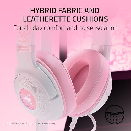 Razer Kraken Kitty V2 USB Wired Headset w/Kitty Ears, Hello Kitty Edition