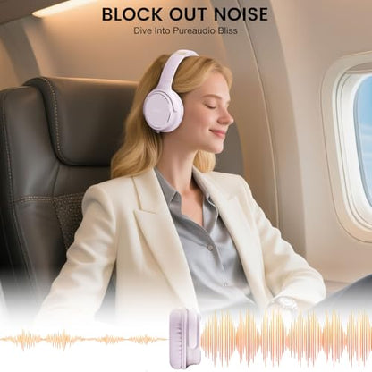 USB C Wired Over-Ear Headphones with Microphone | Volume Control, Share Port, Adjustable Headband Foldable Stereo Headset for Adult/Teens for iPhone 16, Laptop, Gaming, Travel - color: Pink