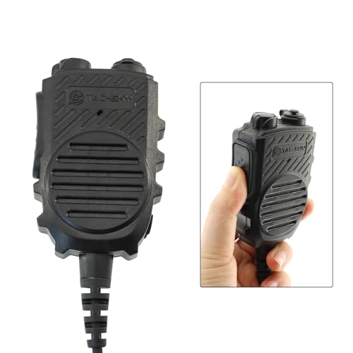 Tubeless 3.5mm Earpiece+PTT Hand Speaker Mic Kit w/ 2Pin K Plug,7.0mm Tactical Headset Jack for Clear Communication (Speaker Mic + Earpiece, Black) - color: Black, style: Speaker Mic + Earpiece