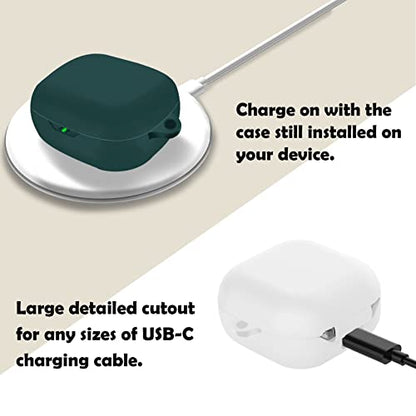 [2 Pack] easyBee Case Compatible with JBL Vibe Flex Charging Cover, with 2 Keychain and 2 Anti-Lost Strap, Soft Liquid Silicone Ultra Thin Shockproof Protective Kit - White and Green - color: White and Dark Green