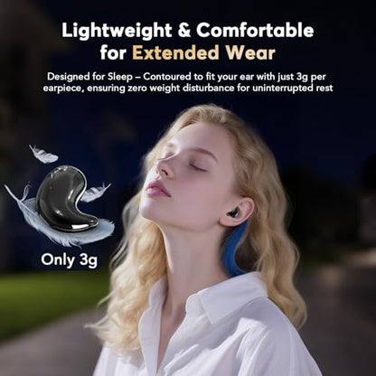 Sleep Earbuds Zero Pressure No Lights or Alerts, Tiny Hidden Earbuds for All Night Sleep