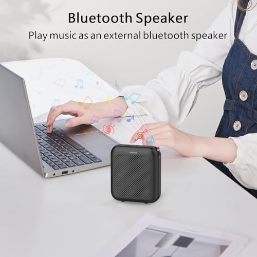 Bluetooth Voice Amplifier for Teacher with Wired Microphone Headset | ①10W Power Amplifiers②2000mAh Battery③15 Hours Working Time④USB-C Rechargeable⑤Adjustable Mic for Loudspeaker ⑥Anti-Howling - color: Black-2000mAh