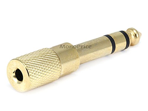 Monoprice Metal 1/4in (6.35mm) TRS Stereo Plug to 3.5mm TRS Stereo Jack Adapter - Gold Plated