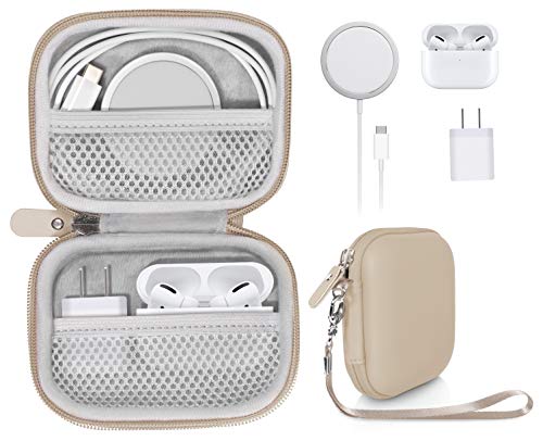 All-in-One Case for iPhone MagSafe Charger & Battery Pack, Storage for Accessories/Power Adapter/Charge Cable/Docks, Compatible with AirPods 4/ Pro 3/2/ 1 - color: Gold