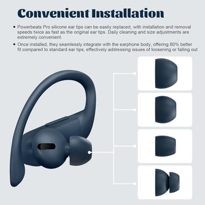 8pcs Powerbeats Pro Silicone Ear Tips Compatible with Beats Powerbeats Pro, Beats X, urBeats3 Earphones (Pro Eartips Navy)