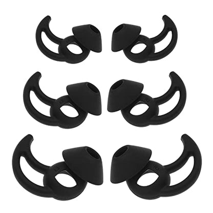 Create idea 3 Pairs Earbuds Cover Silicone Earhooks Ear Loops in-Ear Earbuds Tips with Wings Compatible with Bo-se QuietComfort and Sport Earphones S M L Black