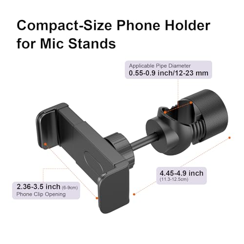 LINCO Mic Stand Phone Holder with O-Clamp PC002 | Adjustable phone holder for most smartphone stand, compatible with iPhone 16/15/14/13/12/Pro/Max, Samsung Galaxy