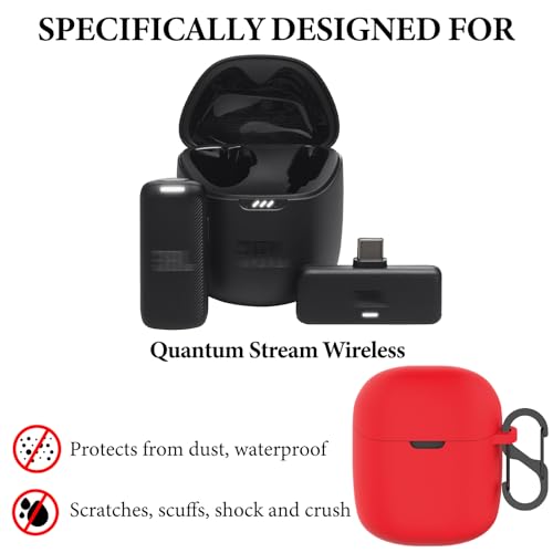 Geekria for Creators Microphone Case Cover Compatible with JBL Quantum Stream Wireless, Mic Silicone Protective Case Skin, Soft Microphone Travel Charging Case Sleeve (Red) - color: Red