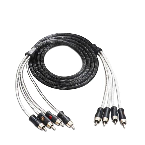 RECOIL PCI46 6ft 4 Channel RCA Audio Interconnects Cable Double Shielded | Premium 100% Oxygen Free Copper with Noise Reduction - size: 6ft