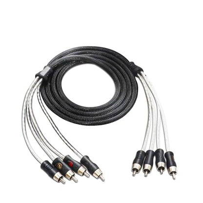 RECOIL PCI46 6ft 4 Channel RCA Audio Interconnects Cable Double Shielded | Premium 100% Oxygen Free Copper with Noise Reduction - size: 6ft