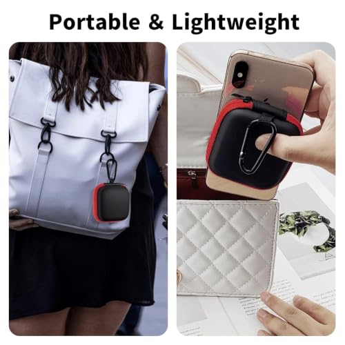 1 Pack Square Earbud Case Storage Bag with Carabiner, Red - color: C5-square red