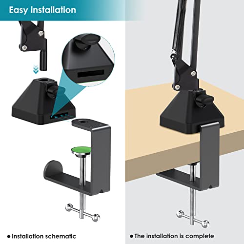 YOUSHAERS Table Mount Clamp, Heavy-Duty Metal Mic Clamp Holder for Mic Boom Arm Stand & Overhead Phone Mount Stand, Fits up to 2.48in/6cm Desktop