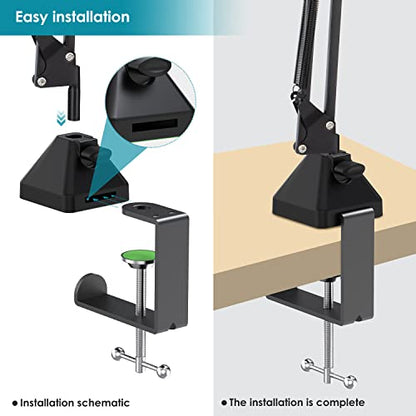 YOUSHAERS Table Mount Clamp, Heavy-Duty Metal Mic Clamp Holder for Mic Boom Arm Stand & Overhead Phone Mount Stand, Fits up to 2.48in/6cm Desktop