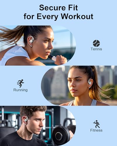 Open Ear Headphones,Bluetooth Wireless Earbuds with 2 Mics,Touch Control,ENC Noise Cancelling,HiFi Stereo Sound Sport Earbuds for Gym Cycling,Compatible with iPhone and Android(Beige) - color: Beige