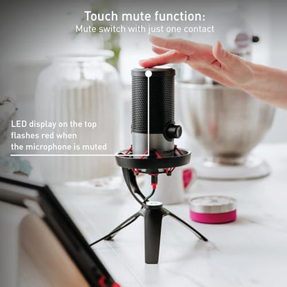 Cherry UM 6.0 Advanced, USB Microphone for Streaming, Podcasting & Home Office Use, 2 Polar Patterns, Shock Mount, Compatible with PC/Mac/PS4/PS5, Black/Silver - color: UM 6.0 Silver