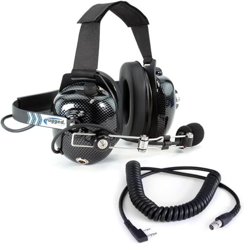 Rugged Radios H41-CF Headset & CC-Ken 2-Pin Coil Cord for Handheld Radios | 24dB NRR Headset Bundle for Baofeng, Rugged, Kenwood, HYT, Relm, SAMCOM & Wouxun Radios with PTT and 3.5mm Jack