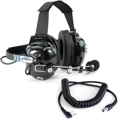 Rugged Radios H41-CF Headset & CC-Ken 2-Pin Coil Cord for Handheld Radios | 24dB NRR Headset Bundle for Baofeng, Rugged, Kenwood, HYT, Relm, SAMCOM & Wouxun Radios with PTT and 3.5mm Jack