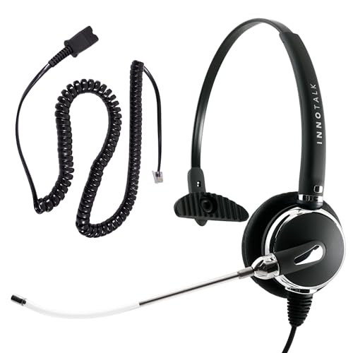 INNOTALK Cisco Phone Headset, Pro Voice Tube Mic Wired Headset with QD Sturdy 9 Ft. Cord Pigtail Adapter, Wired Headphones, Cost Effective Corded Headset - size: VoiceTube-Mono