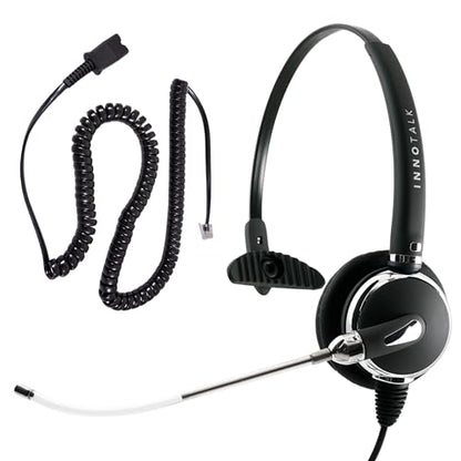 INNOTALK Cisco Phone Headset, Pro Voice Tube Mic Wired Headset with QD Sturdy 9 Ft. Cord Pigtail Adapter, Wired Headphones, Cost Effective Corded Headset - size: VoiceTube-Mono
