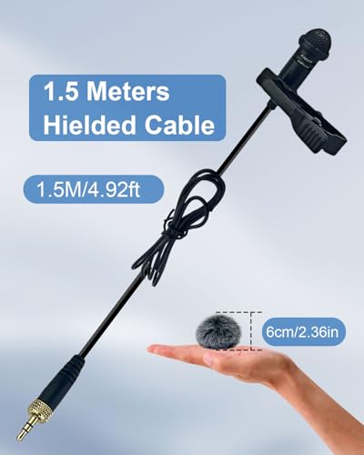 3.5mm TRS Lavalier Mic for Sennheiser Systems EW300, 1.5M | Omnidirectional Lapel Microphones With Crisp Sound Pickup, For Youtube, Vlogging, Live Streaming, Interviews