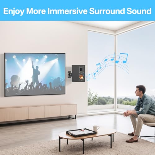 Metal Universal Speaker Wall Mount for Surround Sound Speaker Mounts - Swivel & Tilt Adjustable Wall Mounts for LG, Samsung, Vizio, Roku, Sony Speakers Mounting Bracket Hold up to 30lbs, 2 Pack