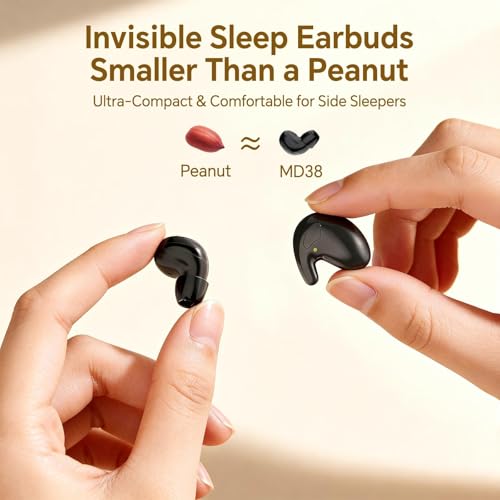 Xmenha Flat Sleep Mini Invisible Small Tiny Earbuds Wireless Bluetooth Ear Buds for Sleeping Headphones Micro Smallest Discreet Sleep Earbuds Earphones for Side Sleepers, Small Ears Canals Women, Work - color: Skin