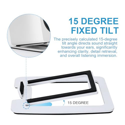 Sanyun SW601 15° Tilted Speaker Stands for 2-3 Inch Speakers (Pair, White) | Aims Sound at Ear Level - Damping Foam Reduces Vibration - Steel Base - 4.4x5.3 in - Fits SW208 and 2-3 Inch Models - color: White