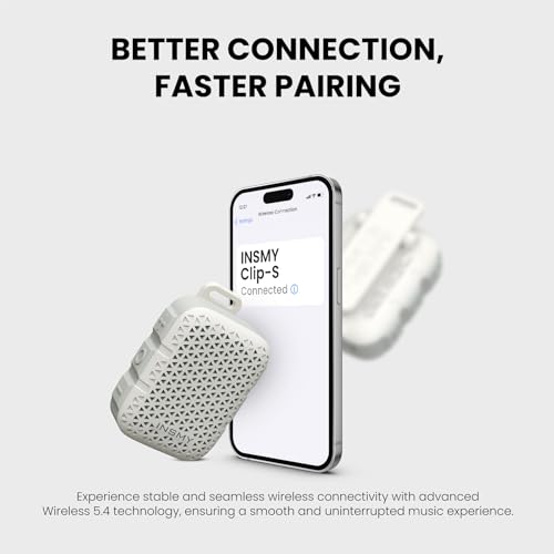 INSMY Wearable Bluetooth Speakers IP67 Waterproof Clip On Small Speaker | Portable Personal Speakers,Clean Sound,Stereo Pair,Wireless,ENC Built-in Mic,Lightweight for Golf Work Pool Gift (White) - color: white