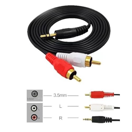 2 Pack Audio Cable 1/8'' 3.5mm TRS Male to 2 RCA Male Stereo Sound Cord for Computer Mp3 Phone Port to Connect Home Theater Audio System Amplifier Speaker 1.5 Meter