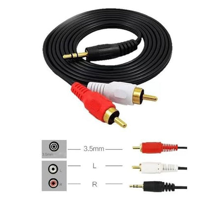2 Pack Audio Cable 1/8'' 3.5mm TRS Male to 2 RCA Male Stereo Sound Cord for Computer Mp3 Phone Port to Connect Home Theater Audio System Amplifier Speaker 1.5 Meter