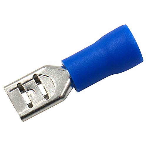 BAOMAIN 0.187" Female & Male Spade Terminals Kit 16-14 AWG 100-Pack | Blue Insulated Tin-Plated Crimp Connectors for 16-14 AWG Wiring. Kit Include 0.187" 4.8mm Female and Male Quick Terminals - size: Male and Female