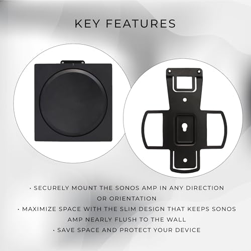 HumanCentric Wall Mount Compatible with Sonos Amp Speaker, Mounting Bracket | Wireless Amplifier Mount, Any Direction, Wall Under TV, Floating Style, Hidden Design, Hardware Included