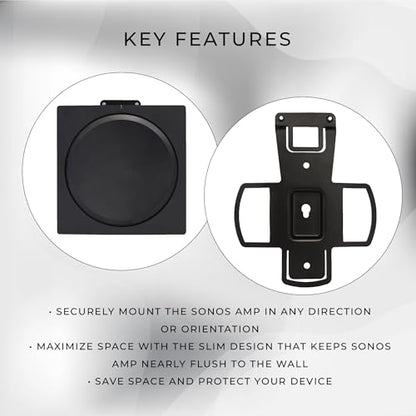 HumanCentric Wall Mount Compatible with Sonos Amp Speaker, Mounting Bracket | Wireless Amplifier Mount, Any Direction, Wall Under TV, Floating Style, Hidden Design, Hardware Included