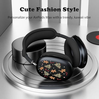 for AirPods Max 2/1 Headphones Cute Christmas Tree Ear Covers | Gingerbread Man Clear Ear Cups Cover | Black Silicone Ear Pad Case Headband Cover for Apple AirPods Max 2/1 (2026/2024/2020) - color: Gingerbread Man C/Black