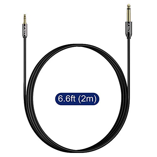 J&D 6.35mm (1/4 inch) TS to 3.5mm (1/8 inch) TRS Cable, Gold-Plated 1/4 inch Male to 3.5mm (1/8 inch) Male Mono Interconnect Heavy Duty Stereo Aux Jack Adapter Cable, 6.5 Feet - size: 6.5 Feet