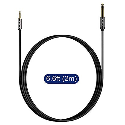 J&D 6.35mm (1/4 inch) TS to 3.5mm (1/8 inch) TRS Cable, Gold-Plated 1/4 inch Male to 3.5mm (1/8 inch) Male Mono Interconnect Heavy Duty Stereo Aux Jack Adapter Cable, 6.5 Feet - size: 6.5 Feet