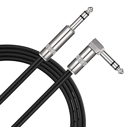 Donner 20ft TRS Cable, Balanced Stereo, Right Angle to Straight, Black - color: Black, size: 20 Feet, style: Right Angle& Straight-TRS Cable