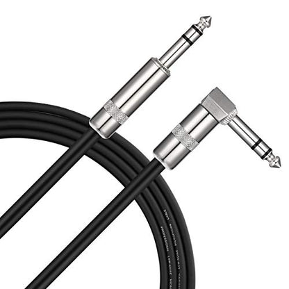 Donner 20ft TRS Cable, Balanced Stereo, Right Angle to Straight, Black - color: Black, size: 20 Feet, style: Right Angle& Straight-TRS Cable