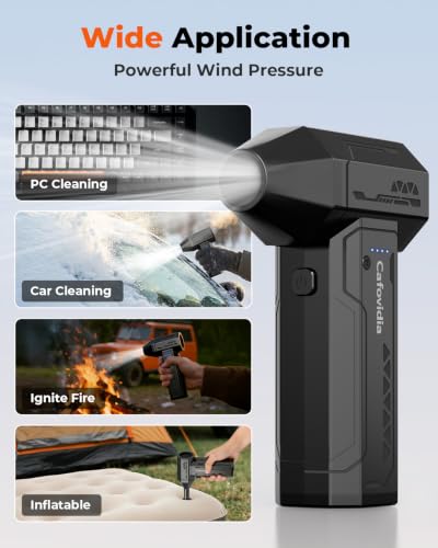 Electric Air Duster, Compressed Air Duster, 470g Thrust | 300000RPM Brushless, 10000mAh Rechargeable Battery, 4-Speed Adjustable,187 CFM,Cordless Air Blower for Car, PC& Outdoor