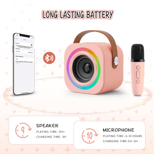 Mini Karaoke Machine for Kids, Birthday Gifts Toys for Girls Ages 3-12 - color: pink