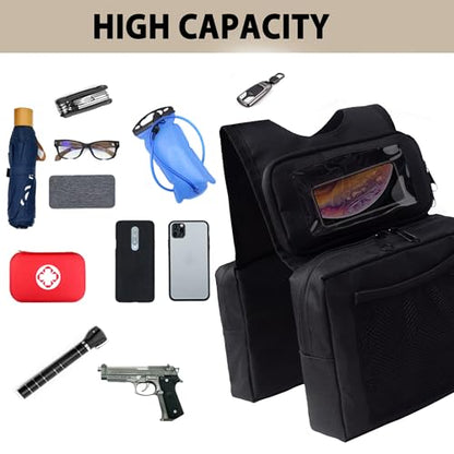 MYDAYS ATV Saddle Bag,Cargo Tank Phone Bag Storage Luggage for ATV UTV Snowmobile Motorcycle (Black1) - color: Black1