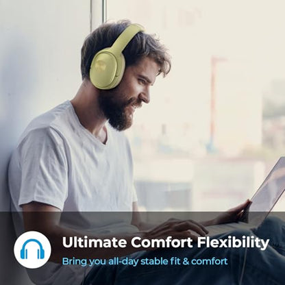 Silensys Hybrid Active Noise Cancelling Headphones, Wireless Over Ear Bluetooth Headphones, Hi-Fi Audio, Deep Bass, Memory Foam Earpads, 30H Playtime, Clear Calls, Travel, Office, Home, Gold Pcs - color: Gold