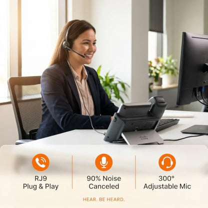 Spracht Wired Headset for Desktop Phone | Single Ear Universal Headset for Office Telephones | Mono Head Set with Microphone - Works with Polycom Digium Nortel Yealink Grandstream Cisco Zum RJ9 - size: Single Ear