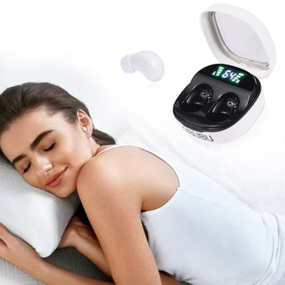 Air 10 Mini Wireless Sleep Earbuds with LED Display & Charging Case — 42 dB Noise Cancellation, Ultra-Mini & Invisible Fit, Ultra-Light 2.3 g Each,Side-Sleeper Comfort, 25H Playtime (White) - color: White